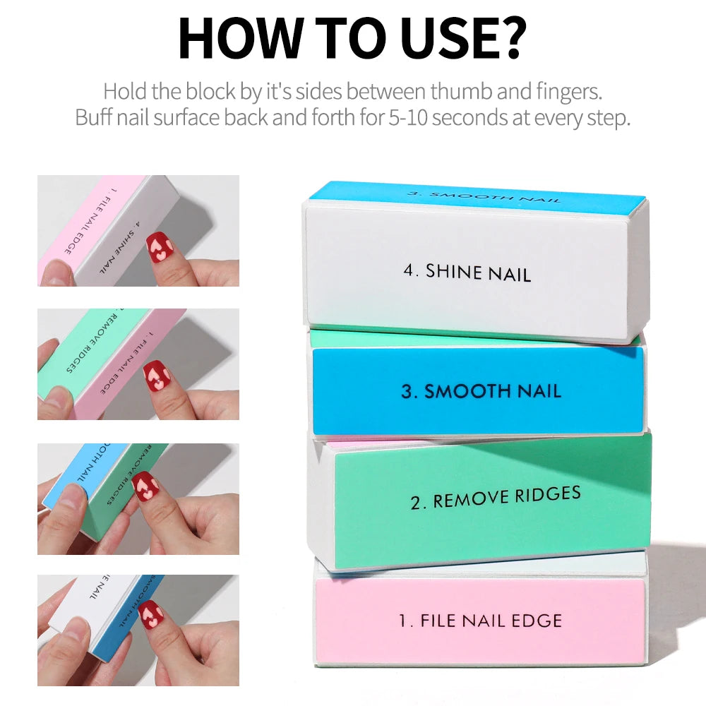 Professional 4 Ways Nail Buffing Block Manicure Pedicure Tool Emery Board Nail Art Care Buffing Buffer Sanding Files Beauty World Shop