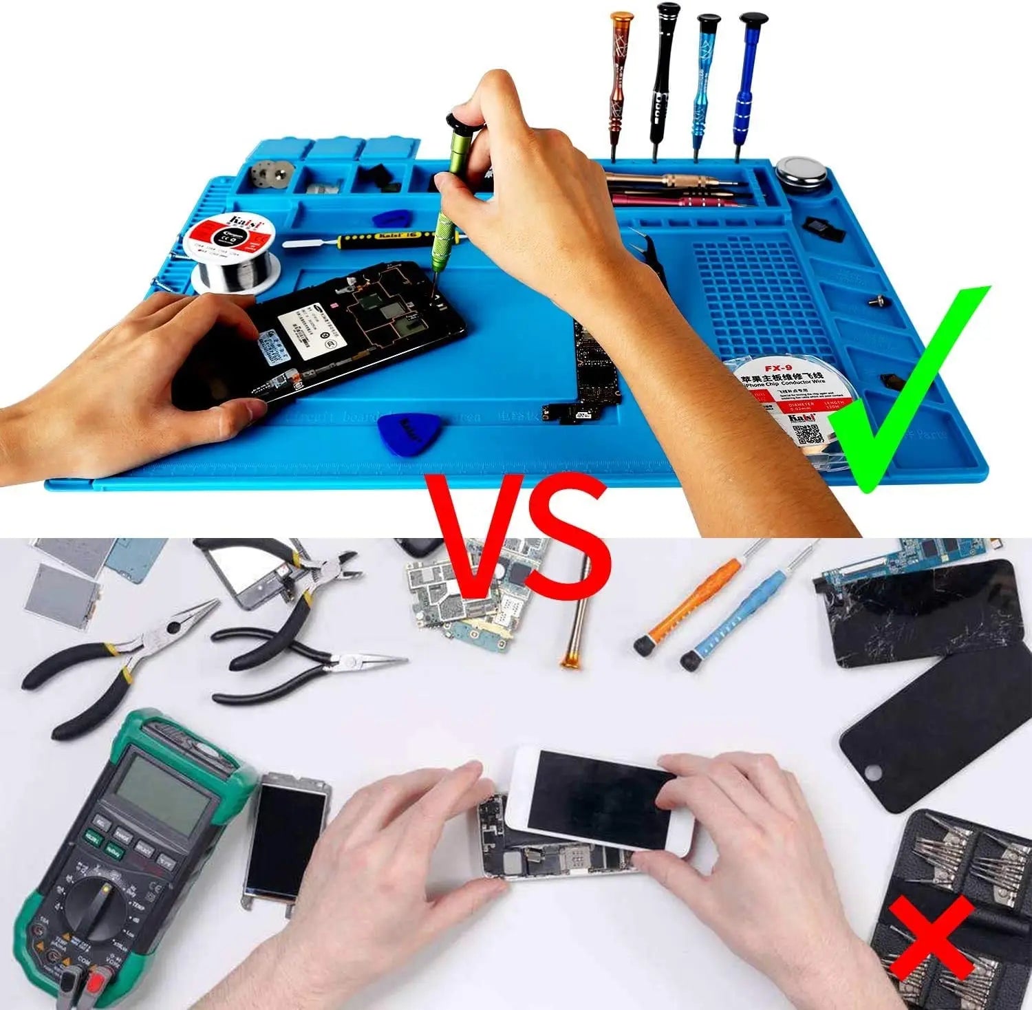 Soldering Station Mat Silicone Work Mat Heat Resistant 932°F Anti-Static Magnetic Mat for Electronic Phone Laptop Watch Repair Beauty World Shop