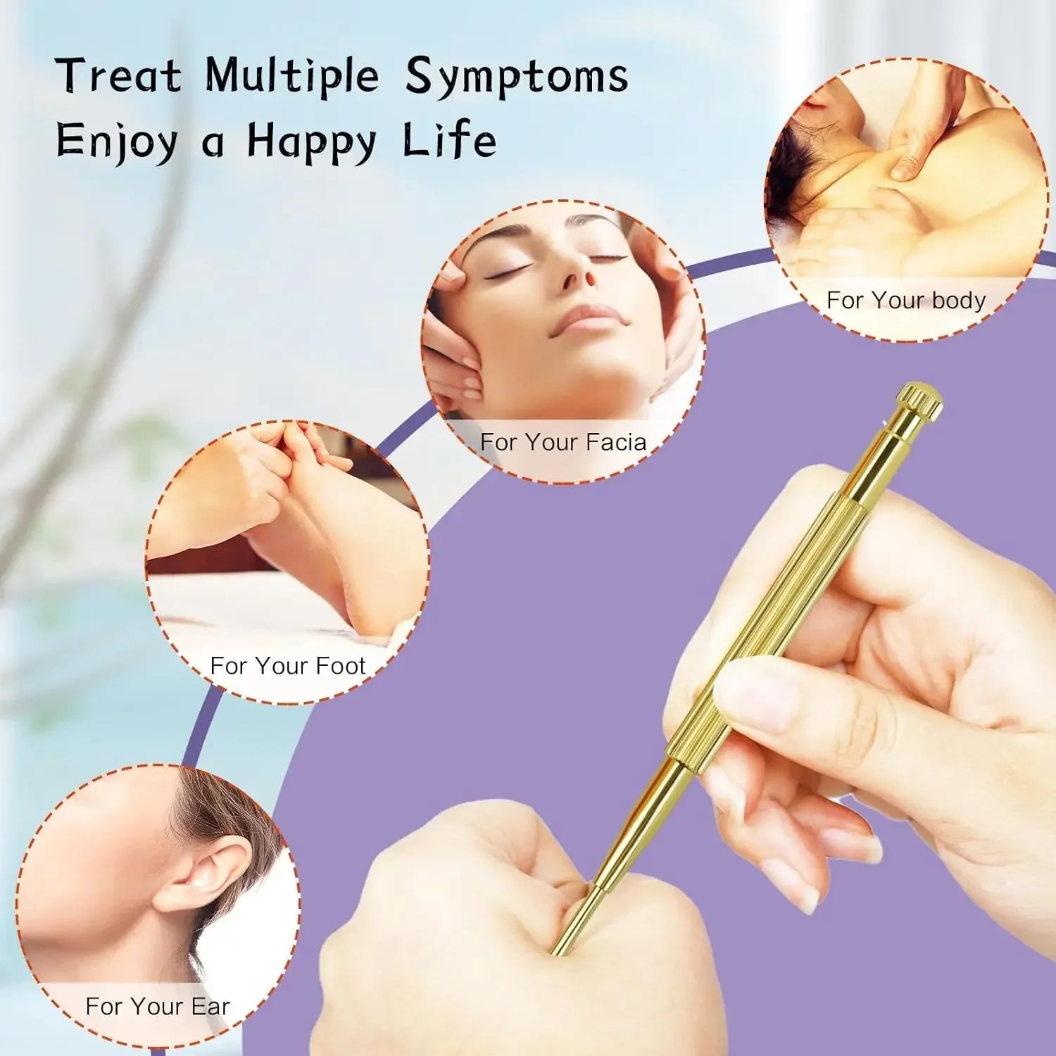 Facial Reflexology Massage Tool Retractable Acupuncture Pen Double Headed Spring Ear Care Tool Point Probe Pen Massager for Face Beauty Trend Shop