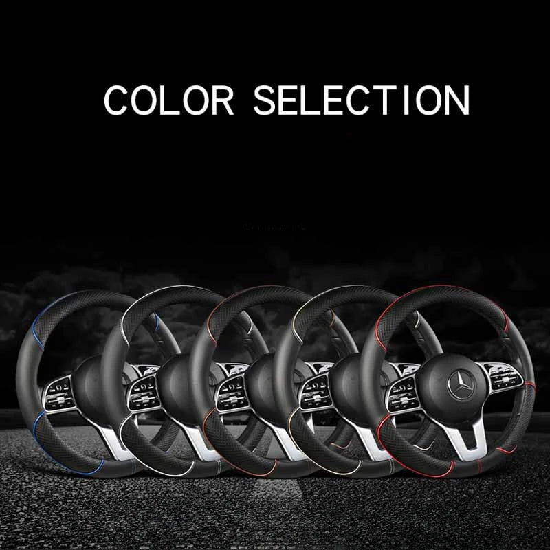 All Seasons Leather Diamond Steering Wheel Cover Universal Fit for 14 .5-15 Inch Durable Leather Cover Anti-Slip Veins Design Beauty World Shop