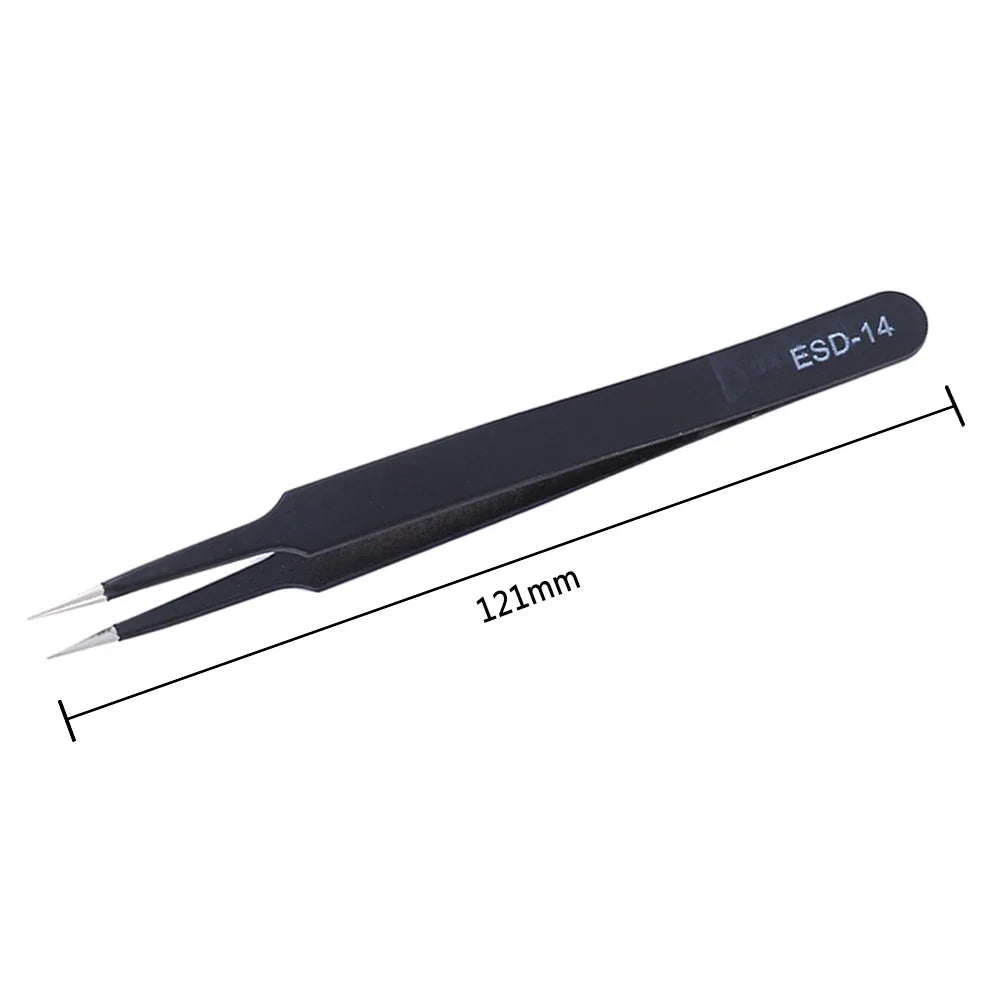 6Pcs Anti-static ESD Tweezers Maintenance Tool Industrial Precision Curved Straight Tweezers Repair Tools Set Beauty World Shop