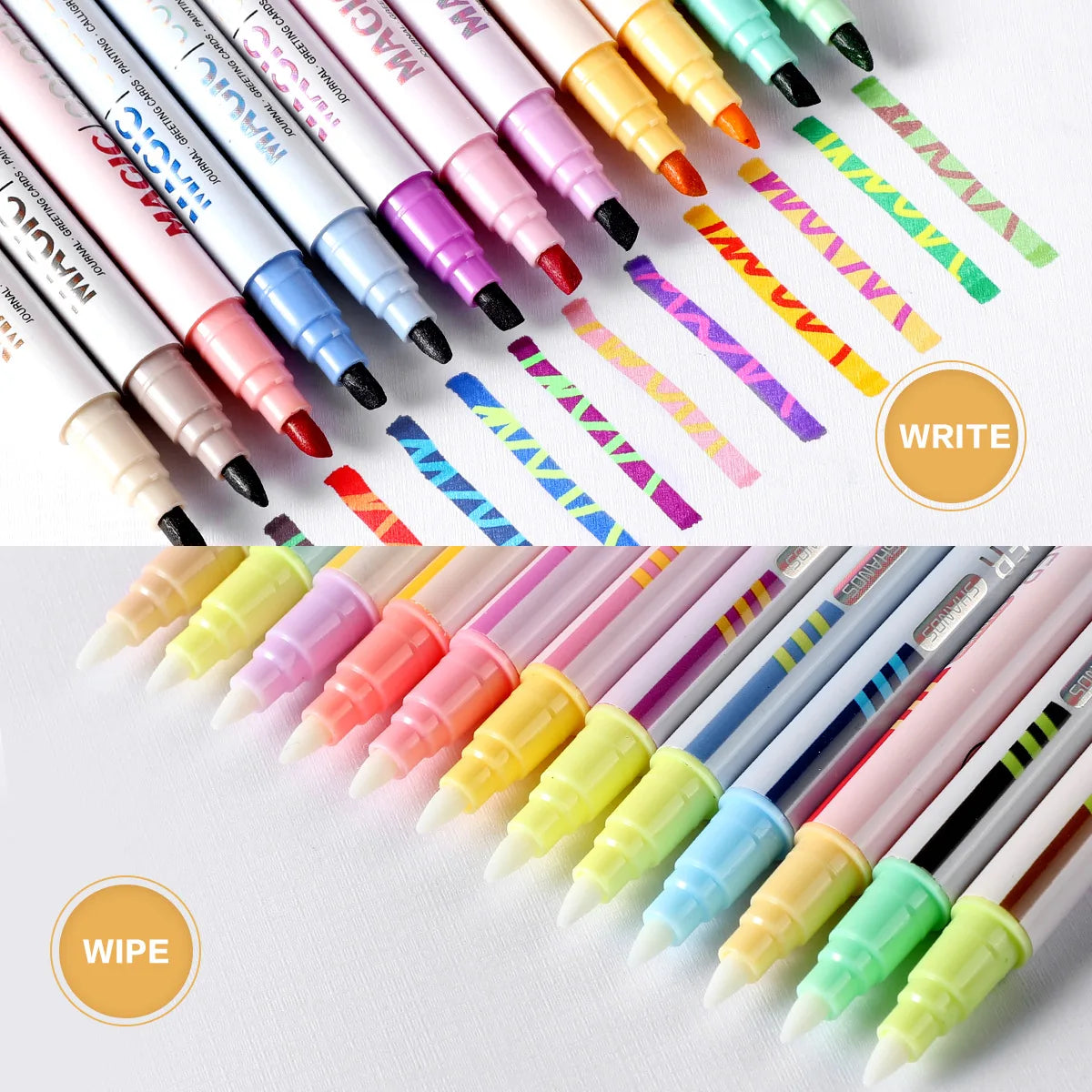 12pcs Double-ended Magic Color Changing Highlighter Pen Set, Student Diary Scrapbook Painting DIY Making, Classroom and Office S Beauty World Shop