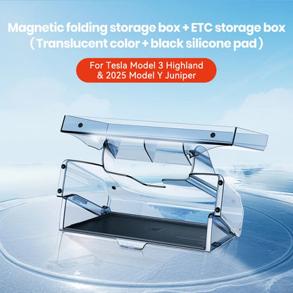 YZ For 2021-2025 Tesla Highland Model 3 Y Juniper Tray Magnetic Under Screen Hidden Storage Box Magnetic Hidden Screen Box Beauty World Shop