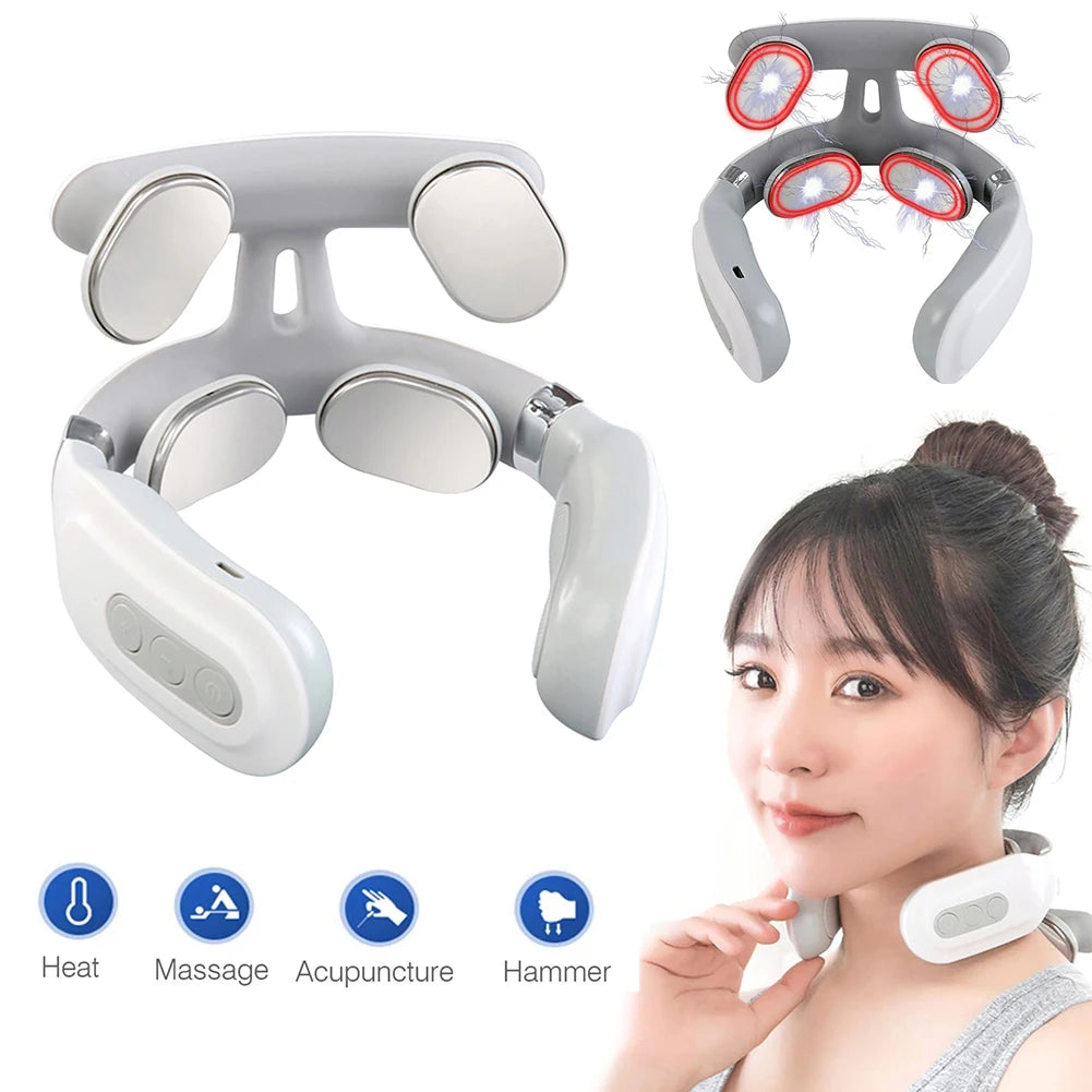 4-head Neck Massager USB Rechargeable Cervical Massager Relaxation Gifts for Women Men Dad Mom Beauty World Shop