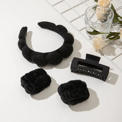 Spa Headband and Wristband Set Skin Care Headband for Wash Face Face Hair Clips for Thick Hair Cute Fluffy Sponge Bubble Makeup Beauty World Shop