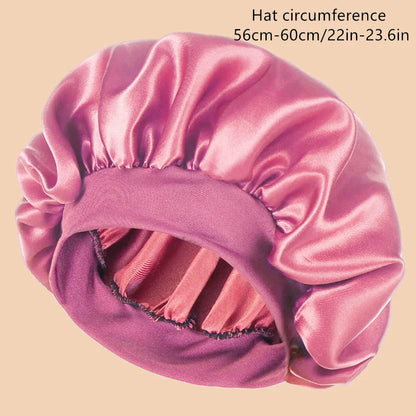 1pc Women's Solid Color Satin Wide-Brimmed Shower Cap, Suitable For Daily Use Silk Bonnet Satin Bonnet Beauty World Shop