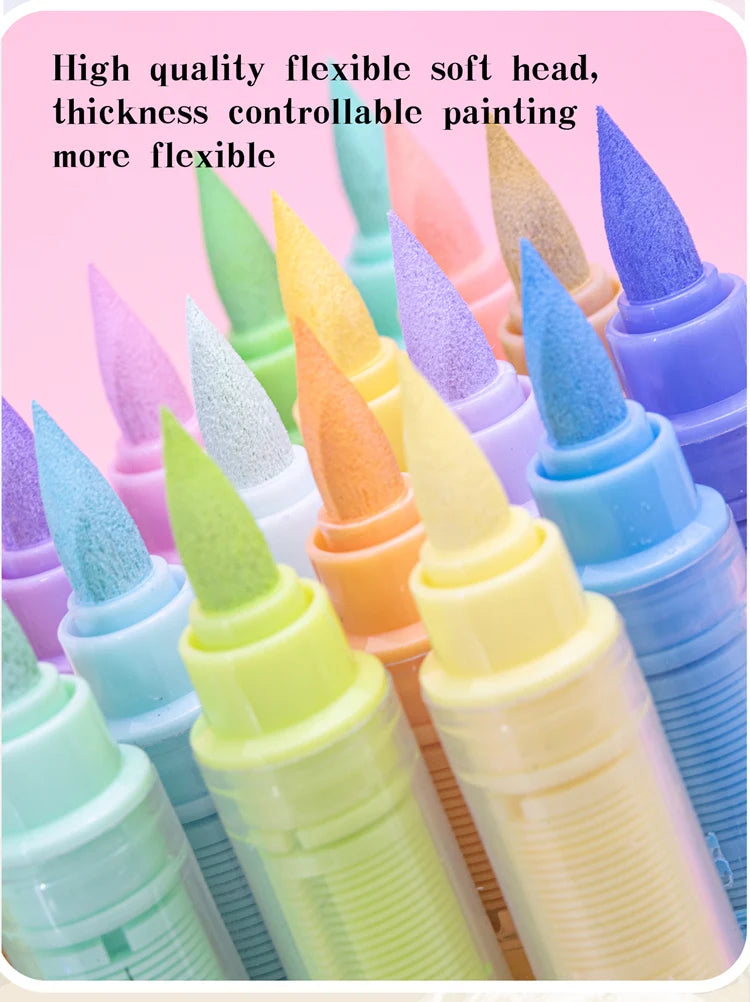GuangNa 12-72 Colors Soft Brush Acrylic Marker Pen Set,Skin Tone, Macaron color,DIY Hand Drawn,Paint Art Markers pens,GN.8201F/M Beauty World Shop