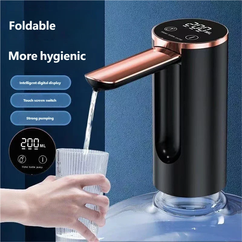 HOMEFISH Electric Water Bottle Pump 1200mAh Type C Rechargeable with LED Display Automatic Touch Button 3 Quantitative Settings Beauty World Shop
