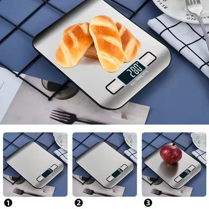 Digital Kitchen Scale LED Display 5kg/1g Stainless Steel Panel Electronic Scales Home Jewelry Food Snacks Weighing Baking Tools Beauty World Shop