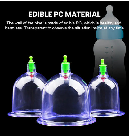 6 Suction Cups for Back-Vacuum Cupping Massage Kit w/ Pump Gun Body Massage Anti-Cellulite Beauty World Shop