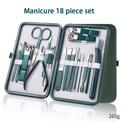 Ouriner 6-18Pcs Portable Manicure Sets Pedicure Kits Bright Black Nail Clipper Set Personal Care Tools Eyebrow Scissors Beauty World Shop