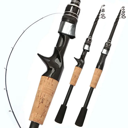 Telescopic Lure Rod 1.5M 1.8M 2.1M 2.4M Carbon Spinning Rod Baitcasting Fishing Pole 8g-25g Wooden Handle Casting Fishing Tackle Beauty Trend Shop