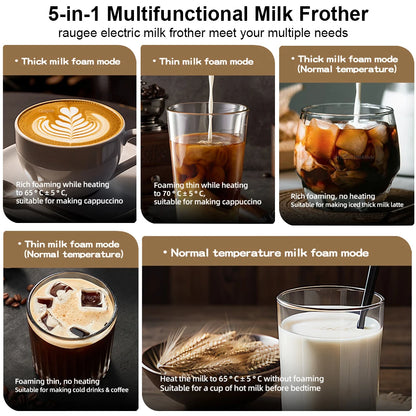 Electric Milk Frother Milk Foam Machine Automatic Milk Foamer for Cappuccino Coffee Latte 5in1 Electric Milk Frother Foam Maker Beauty World Shop