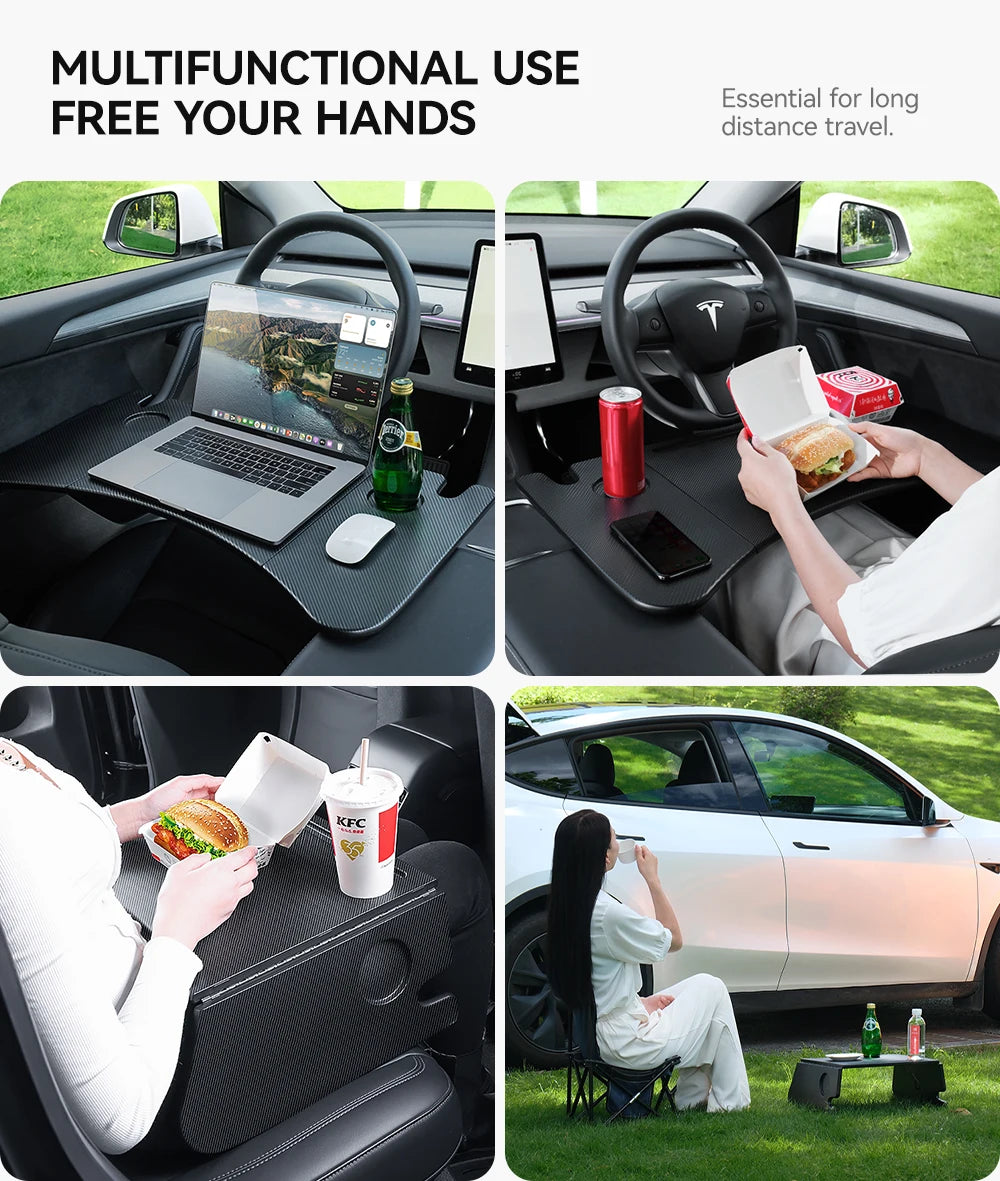 YZ For Tesla Model 3 Highlan Modle Y X S 2018-2026  Steering Wheel Laptop Tray Travel Desk Portable Office Table Car Accessories Beauty World Shop
