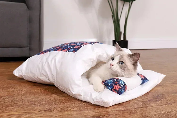 Kawaii Removable Cats Bed House Home Supplies Products for Adult Cats Large Pet Dog Bed Cat's House Cave Comfortable  Food Cute