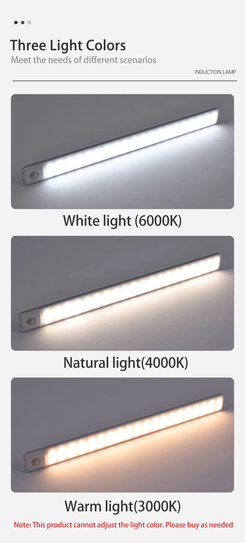 LED Cabinet Light USB Type-C Rechargeable Motion Sensor Led Lamp for Kitchen Wardrobe Cabinet Lighting 20cm/30cm/40cm/50cm/60cm Beauty World Shop