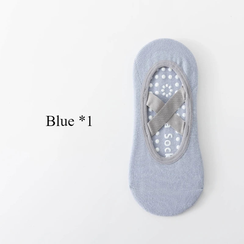 1/ 3Pair Professional Women Yoga Sock Silicone Anti-slip Ballet Pilates Socks Women Backless Breathable Bandage Yoga Sport Socks Beauty World Shop