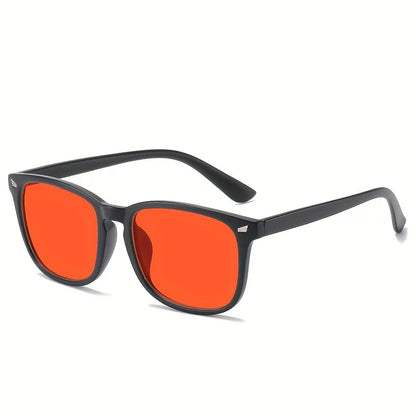 Classic Red Lens Blue Light Blocking Glasses Square Men Better Sleep Anti Filter Men Orange Women Eyeglasses Beauty World Shop