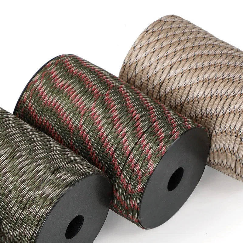 100M 550 Military Standard 9-Core Paracord Rope 4mm Outdoor Parachute Cord Survival Umbrella Tent Lanyard Strap Beauty World Shop