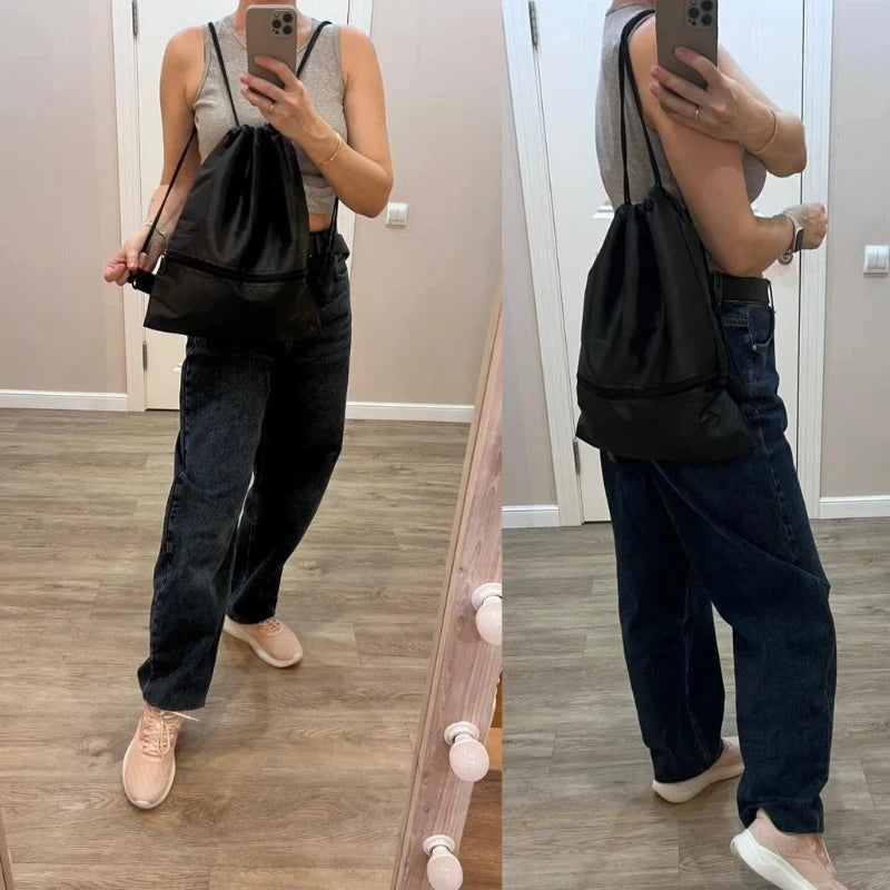 Unisex Drawstring Backpack – Lightweight Gym Bag, Travel Tote, School & Work for Men & Women | Minimalist Daily Carry All-in-One Beauty World Shop