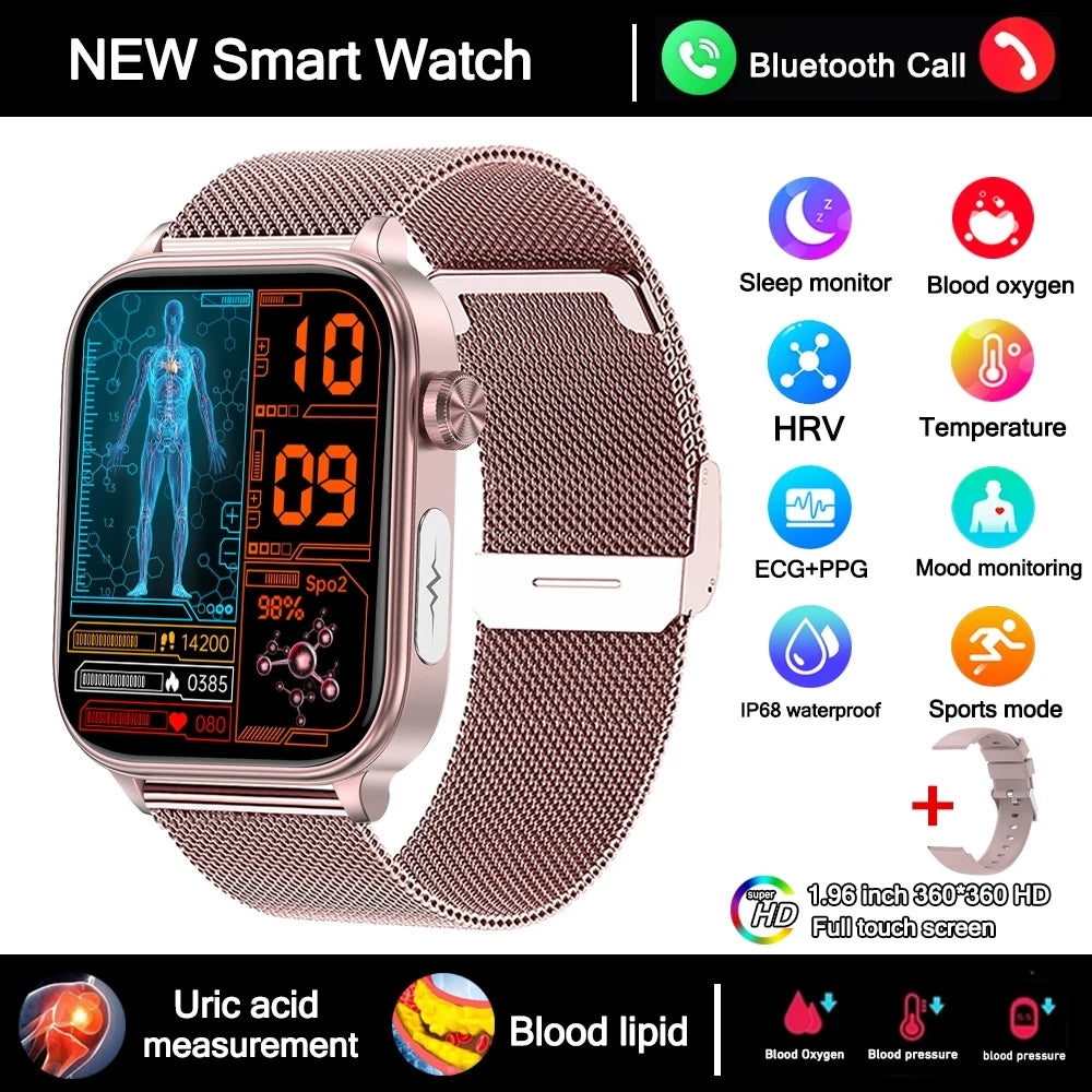 2025 New 24-Hour Health Monitoring Smart Watch Men Uric Acid Blood Lipids Heart Rate Bluetooth Call Smartwatch Women Beauty World Shop