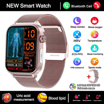 2025 New 24-Hour Health Monitoring Smart Watch Men Uric Acid Blood Lipids Heart Rate Bluetooth Call Smartwatch Women Beauty World Shop