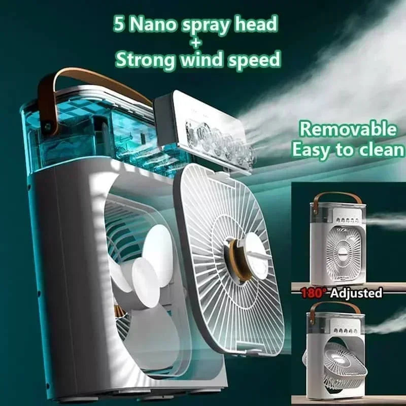 New 3 In 1 Fan AIr Conditioner Household Mini Air Cooler LED Night Light Portable Humidifier Air Adjustment Fan Office Home Fan Beauty World Shop