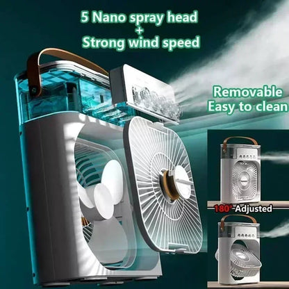 New 3 In 1 Fan AIr Conditioner Household Mini Air Cooler LED Night Light Portable Humidifier Air Adjustment Fan Office Home Fan Beauty World Shop