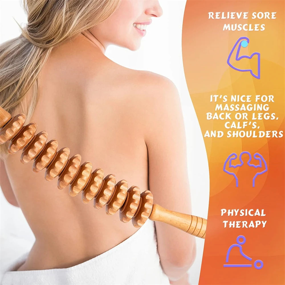 Natural Curved Wooden Massage Roller for Waist and Thigh, Multi-Functional Body Roller for Cellulite Reduction & Muscle Tension Beauty World Shop
