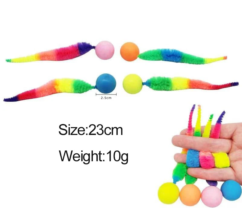 Cat interactive toys Tickle Cat Colorful bouncing ball Pet supplies Puzzle teasing indoor cat worm caterpillar elastic toy Beauty World Shop