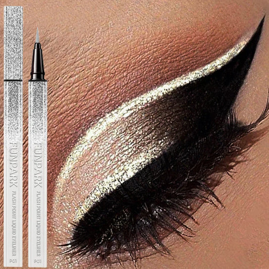 6 Color Diamond Shiny Eye Liner Eyeshadow Waterproof Quick-dry Silver Gold Metellic Pearlescent Liquid Eyeliner Makeup Gilfts Beauty Trend Shop