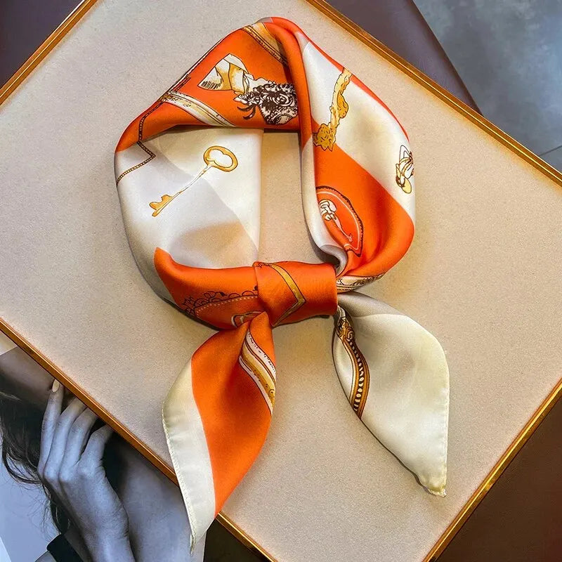 Luxury Silk Feeling Shawl Square Scarf Women Spring Hijab Fashion Wraps Neckerchief Female Hair Bands Ribbon Headband Bandana Beauty World Shop