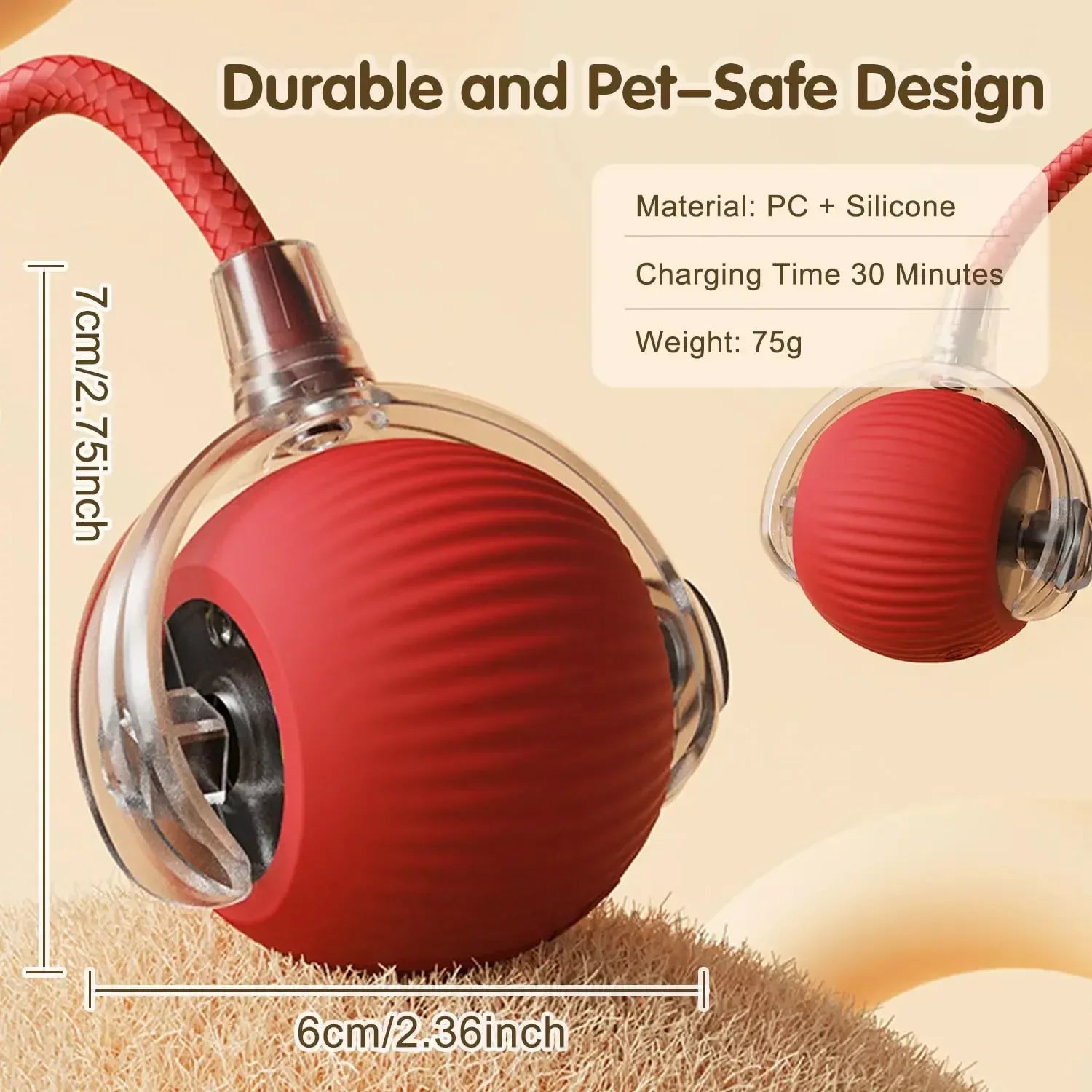 Cat Interactive Ball Toy, Automatic Rolling Ball with Tail, Rechargeable Smart Pet Interactive Toy, Intelligent Mouse for Cat Beauty World Shop