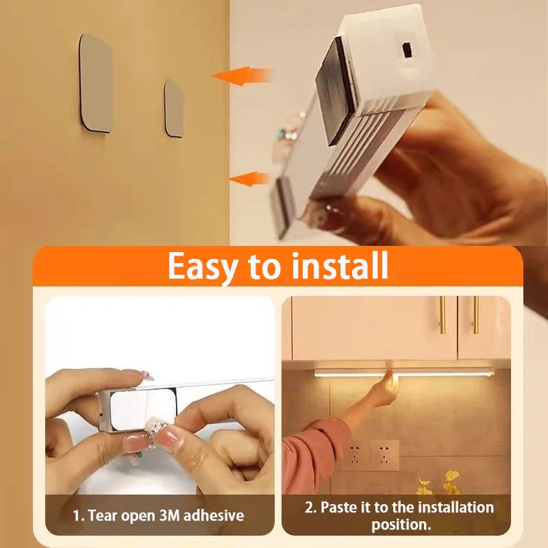 LED Motion Sensor Light Wireless LED Night Light Type C Rechargeable Light Cabinet Wardrobe Lamp Staircase Backlight For Kitchen Beauty Fashion
