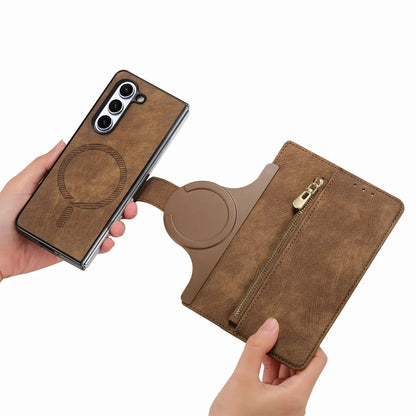 2 in 1 Magnetic Zipper Cards Solt Wallet Leather Case For Samsung Galaxy Z Fold 8 ultra 7 6 5  Wireless Charging Bag Purse Cover Beauty World Shop