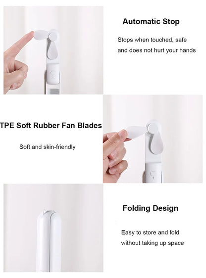 Portable Fan 2000mAh USB Rechargeable 3 Speed Mini Handheld Foldable Fan Hand Held Small Pocket Travel Fan with Handy Power Bank Beauty World Shop