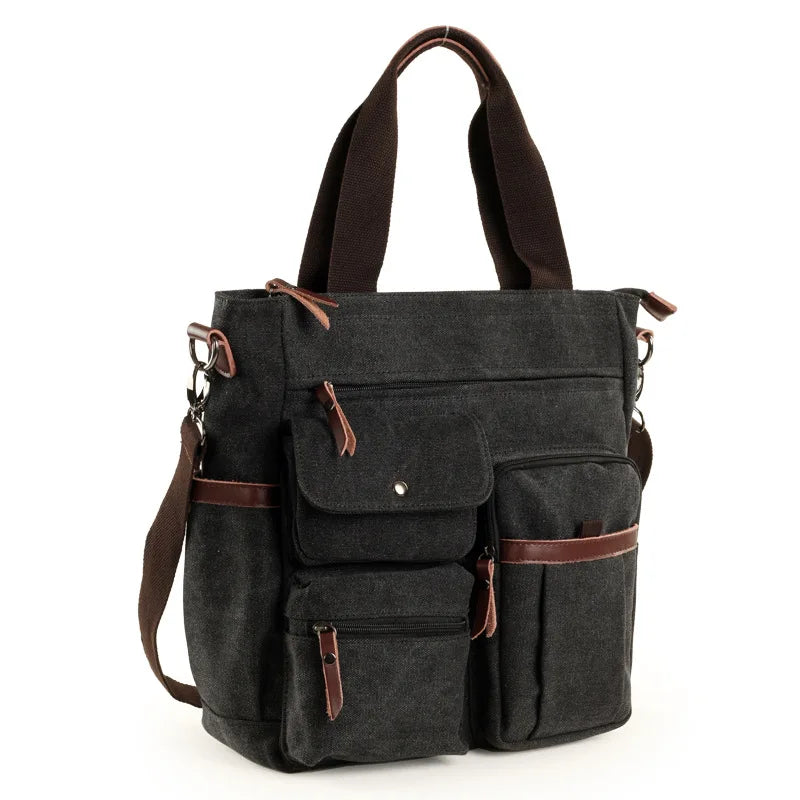 Men's Handbags Briefcase Canvas Shoulder Bag Man for Documents Large Capacity Tote Laptop Bag Crossbody Travel Bags Vintage K004 Beauty Trend Shop
