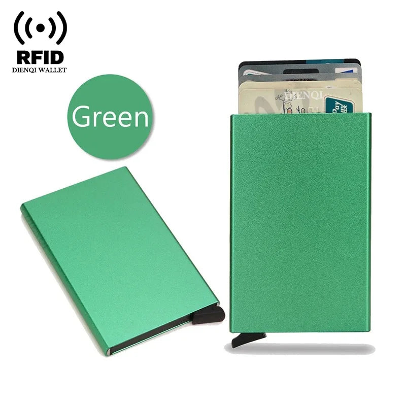Rfid Credit Card Holder Metal Thin Slim Smart Wallet Men Women Wallets Pop Up Minimalist Small Black Purse Mini Walets for Men Beauty World Shop