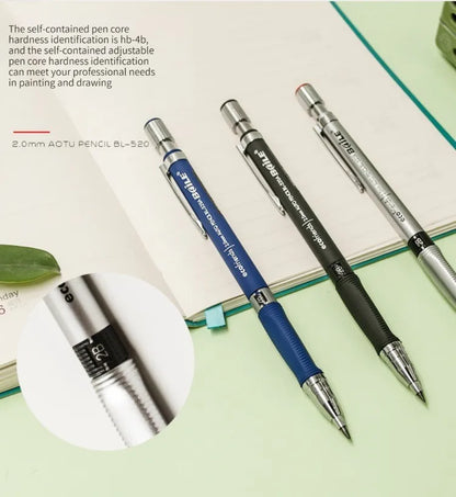 Mechanical Pencil Set 2.0 mm with 2B Black/Colors Lead Refill For Writing Sketching Art Drawing Painting School Automatic Pencil Beauty World Shop