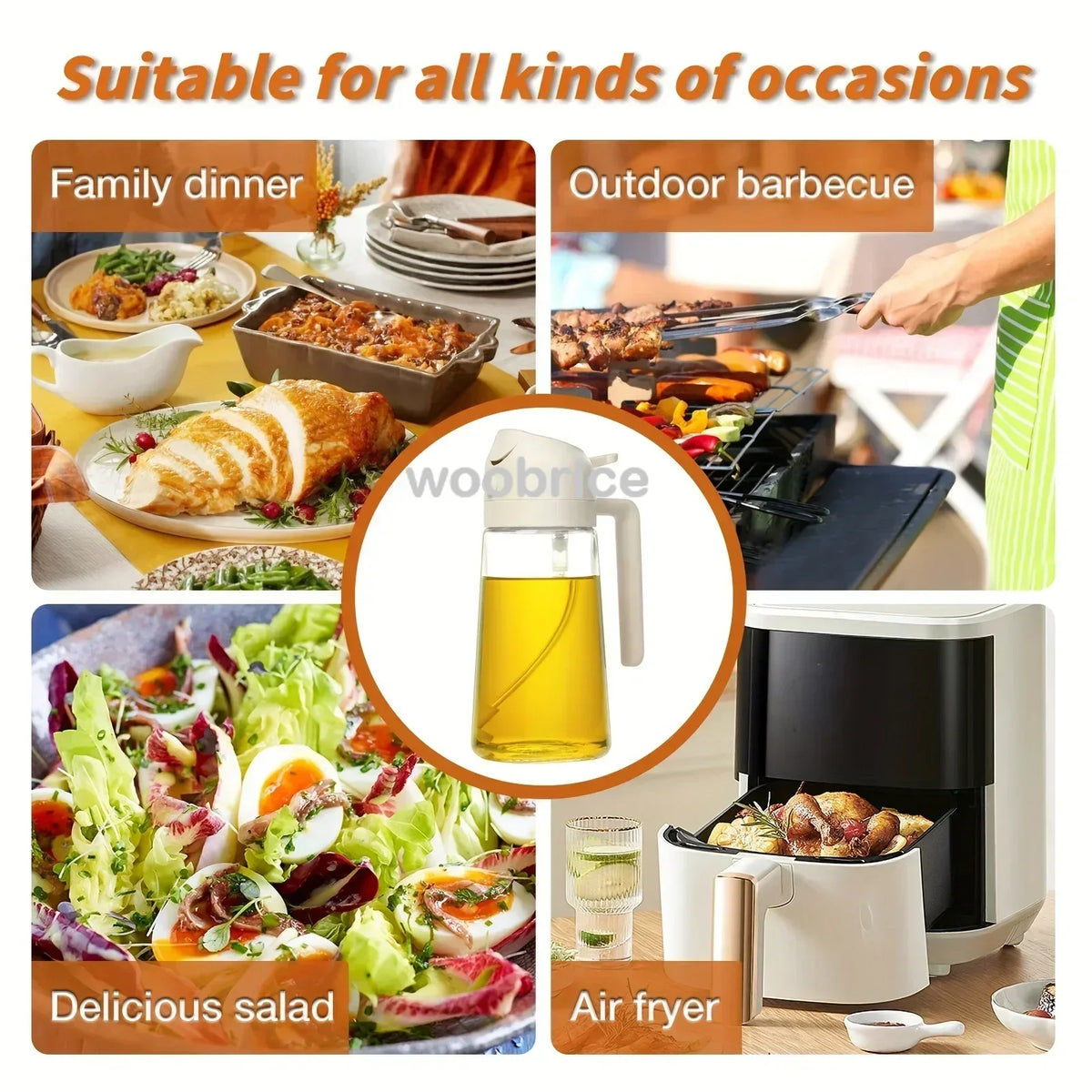 2in1 Kitchen Spray Oil Dispenser Oil Sprayer Polisher Or Only Brush Spray for Air Fryer Salad Grilling Roasting Cooking Kitchen Beauty World Shop
