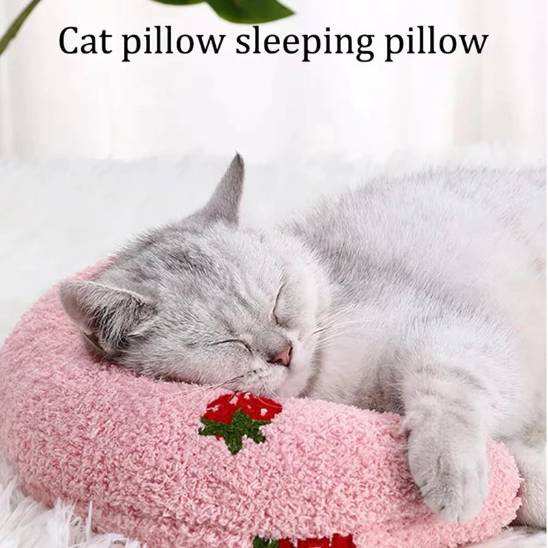 1PC Little Pillow for Cats, Ultra Soft Fluffy Pet Calming Toy Half Donut Cuddler for Joint Relief Sleeping Improve Beauty World Shop