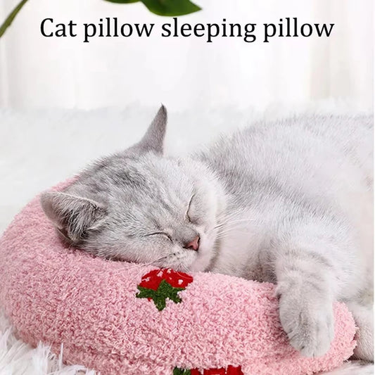 1PC Little Pillow for Cats, Ultra Soft Fluffy Pet Calming Toy Half Donut Cuddler for Joint Relief Sleeping Improve Beauty World Shop