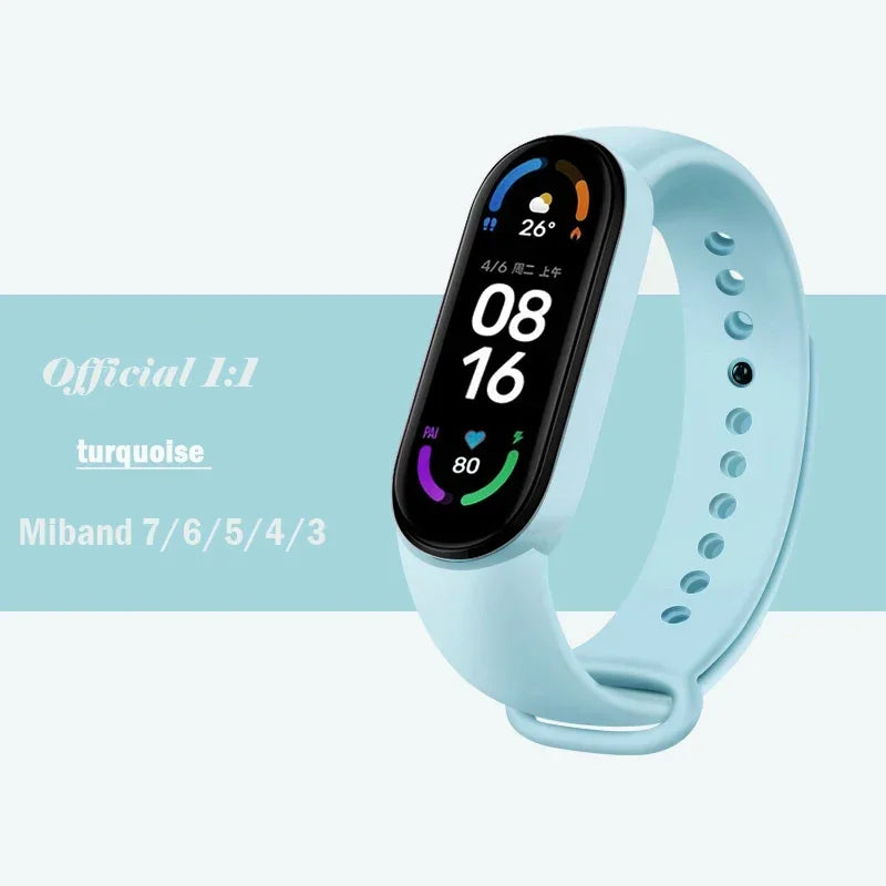 official Silicone Strap For Xiaomi Mi Band 4 5 6 7 Bracelet Sport Watch Wristband Miband4 miband7 Correa Mi band 3 4 5 6 7 Band Beauty Fashion