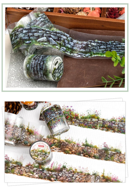 2 Roll PET Tape Green Field Flower Wall Series Sealing Stickers Album Diary Decoration Phone Case Sticker Notebook Accessories Beauty World Shop