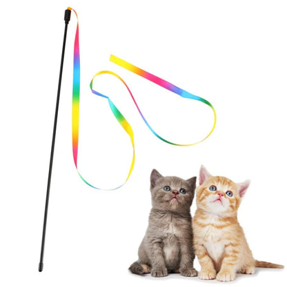 Pet Cat Toys Cute Funny Rainbow Strips Stick Cat Teaser Wand  Pet Toys for Cats Interactive Toys Cat Supplies Pet Products Beauty World Shop