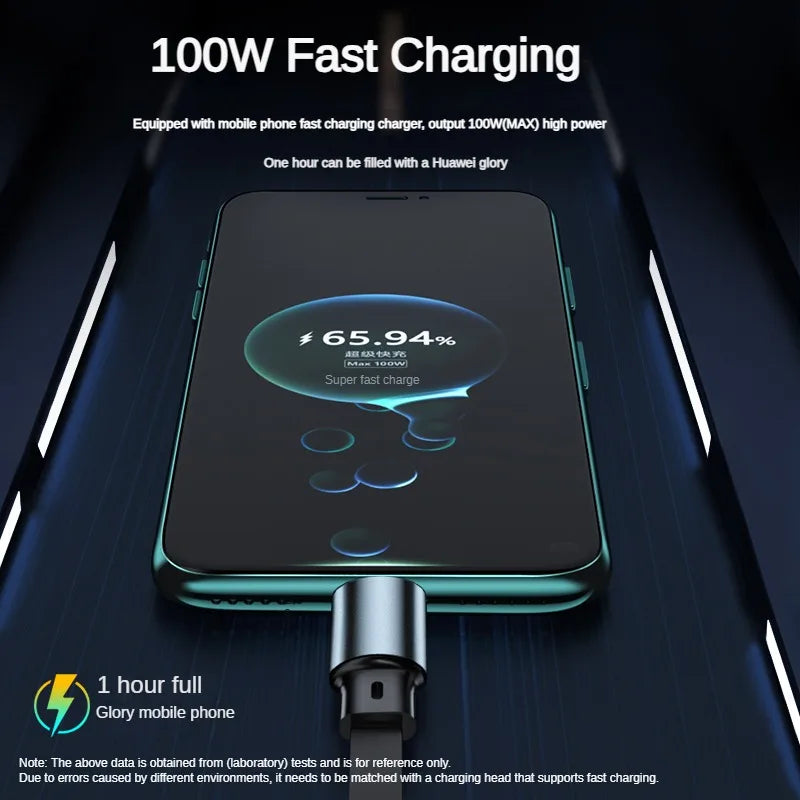 3 In 1 Retractable USB 100W Cable Fast Charging And Data Micro USB Type C For iphone6-14 Android Phone Xiaomi Huawei OPPO Beauty World Shop