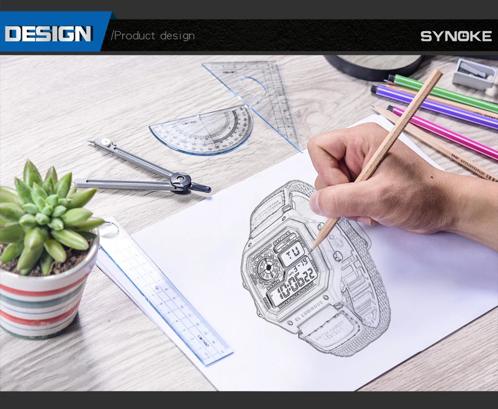 Synoke Outdoor Military Digital Watch For Men Fashion Retro Nylon Canvas Strap Sports Waterproof Watch Multifunctional Luminous Beauty World Shop