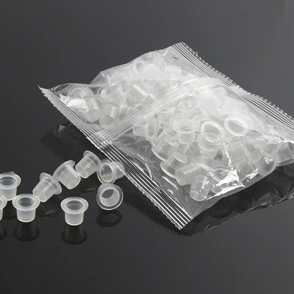 CJMIO 100/1000pcs Disposable Microblading Tattoo Ink Cups S M L Plastic Permanent Makeup Pigment Clear Holder Container Cap Beauty World Shop