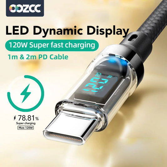 OOZCC LCD Watt Display Cable, Max 120W Super Fast Charging USB Type C Cable Data Transfer, USB A to Lightning for IPhone14 Pro Beauty World Shop