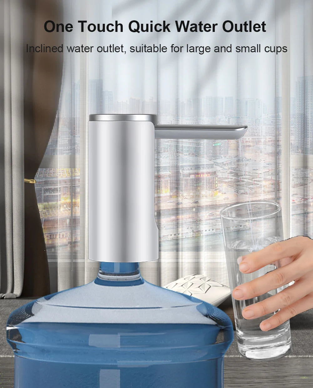 Electric Water Gallon Bottle Pump Automatic Water Dispenser Pump 19 Liters Foldable Desktop Water Bottle Pump H3 Rechargeable Beauty World Shop